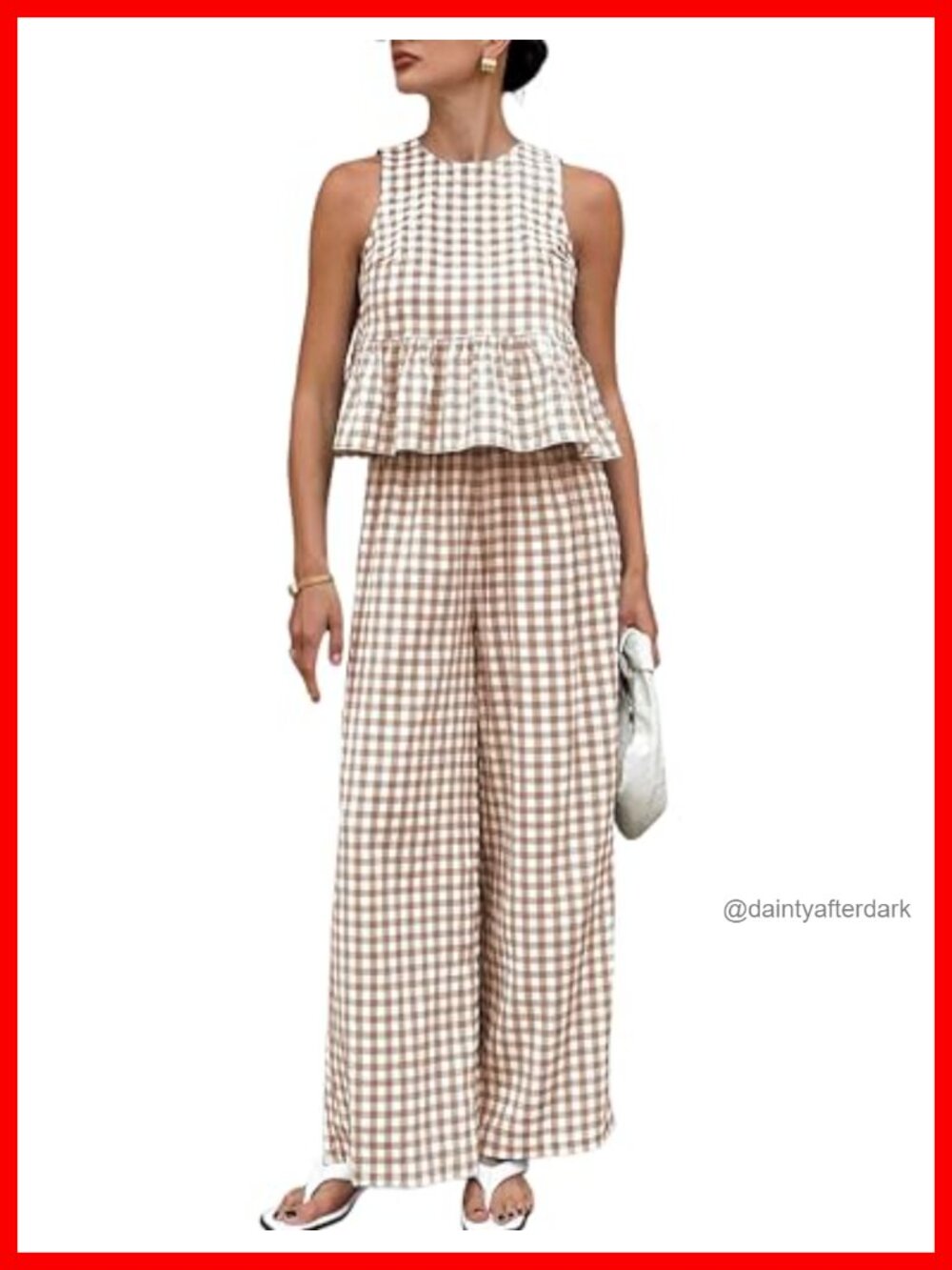 Tanming Cotton 2 Piece Set Sleeveless Tank Top Wide Leg Pants Matching Lounge
